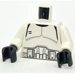 Torso, Armor Clone Trooper Print, White Arms, Black Hands / White