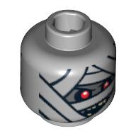 Lego Minifig Head Pharaoh's Quest Mummy, Dual Sided, Bandaged Face with 2 Eyes / 1 Eye Print [Blocked Open Stud] / Light Bluish Gray