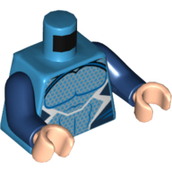 Lego Torso Muscles Outline with Black, Blue and White Suit with Light Blue Dots Print (Quicksilver), Dark Blue Arms, Light Nougat Hands / Dark Azure