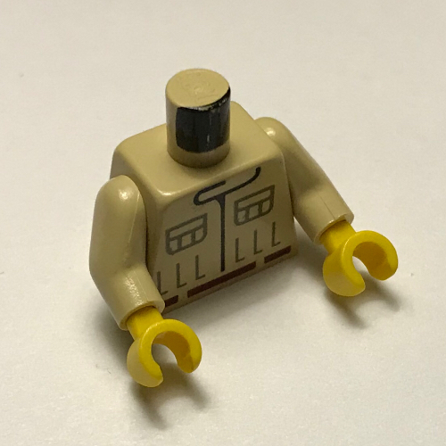 Lego Torso Shirt with Pockets Print (Rebel Mechanic), Tan Arms, Yellow Hands / Tan
