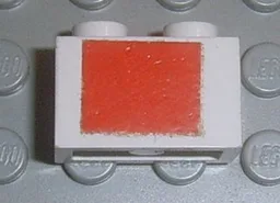 Brick 1 x 2 with Red Rectangle Pattern (Sticker) - Set 6375-2