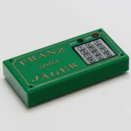Tile 1 x 2 with 'FRANZ JÄGER 2003' and Keypad Print / Green