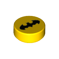 Lego Tile Round 1 x 1 with Batman Logo Print