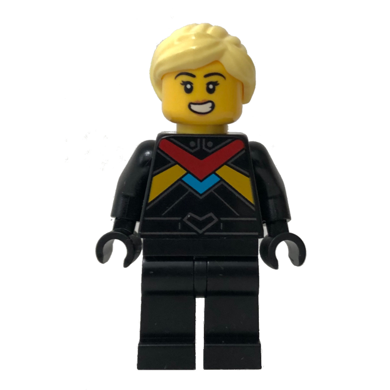 Lego Race Driver - Black Torso, Black Legs, Bright Light Yellow Hair