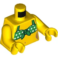 Torso, Green Tied-On Bikini Top with White Dots Print, Yellow Arms and Hands