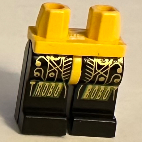 Lego Hips and Black Legs with Space RoboForce Gold Circuitry Print / Yellow