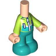 Lego Microdoll Body Pants Dark Turquoise with Lime Jacket, Zippers, Light Nougat Hands print / Light Nougat