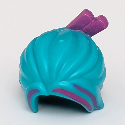 Lego Hair Bun with Magenta Chopsticks, Magenta Streak print / Dark Turquoise