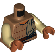 Lego Torso Tunic with Mesh Design, Belt, Dark Tan Hair in Ponytail Print (Skiff Guard), Tan Arms, Dark Orange Hands / Medium Nougat