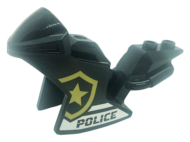 Lego Motorcycle Fairing, Racing (Sport) Bike with 'POLICE', White Stripes, and Gold Star Badge Logo Pattern on Both Sides (Stickers) - Set 60276