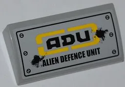 Slope, Curved 2 x 4 x 2/3 with Bottom Tubes with 'ADU ALIEN DEFENCE UNIT' Pattern (Sticker) - Set 7066