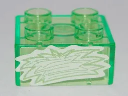Duplo, Brick 2 x 2 with Hay Pattern (Sticker) - Set 4821 / Trans-Light Bright Green