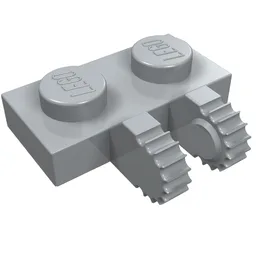 Hinge Plate 1 x 2 Locking with 2 Fingers on Side, 9 Teeth / Light Bluish Gray