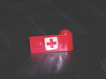 Lego Door 1 x 3 x 1 Right with Red Cross Pattern on White Background (Sticker) - Sets 623-1 / 6364