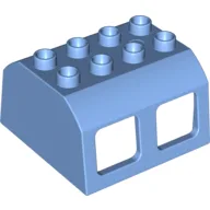 Duplo Train Locomotive Cabin Roof 2 x 4 Studs, 4 Medium Windows / Medium Blue