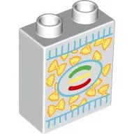 Duplo Brick 1 x 2 x 2 with Cereal Box Print / White