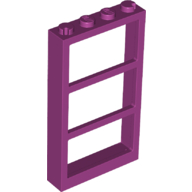 Lego Window 1 x 4 x 6 Frame with 3 Panes / Magenta