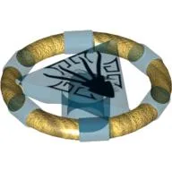 Ring with Centre Triangle with Gold Bands and Squid Print [Atlantis Key] / Trans-Dark Blue