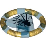 Lego Ring with Centre Triangle with Gold Bands and Squid Print [Atlantis Key]