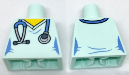 Lego Torso Female Hospital Scrubs with Medium Blue Stethoscope Pattern
