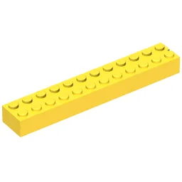 Brick 2 x 12 without Bottom Tubes, 1 End Slot / Yellow