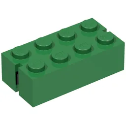 Brick 2 x 4 without Bottom Tubes, Slotted (with 2 slots) / Green