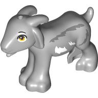 Lego Animal, Goat with Horns, Dark Bluish Grey/White Spots print / Light Bluish Gray