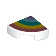 Tile Round 1 x 1 Quarter with Rainbow Print / White