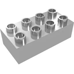 Duplo Brick 2 x 4 / Chrome Silver