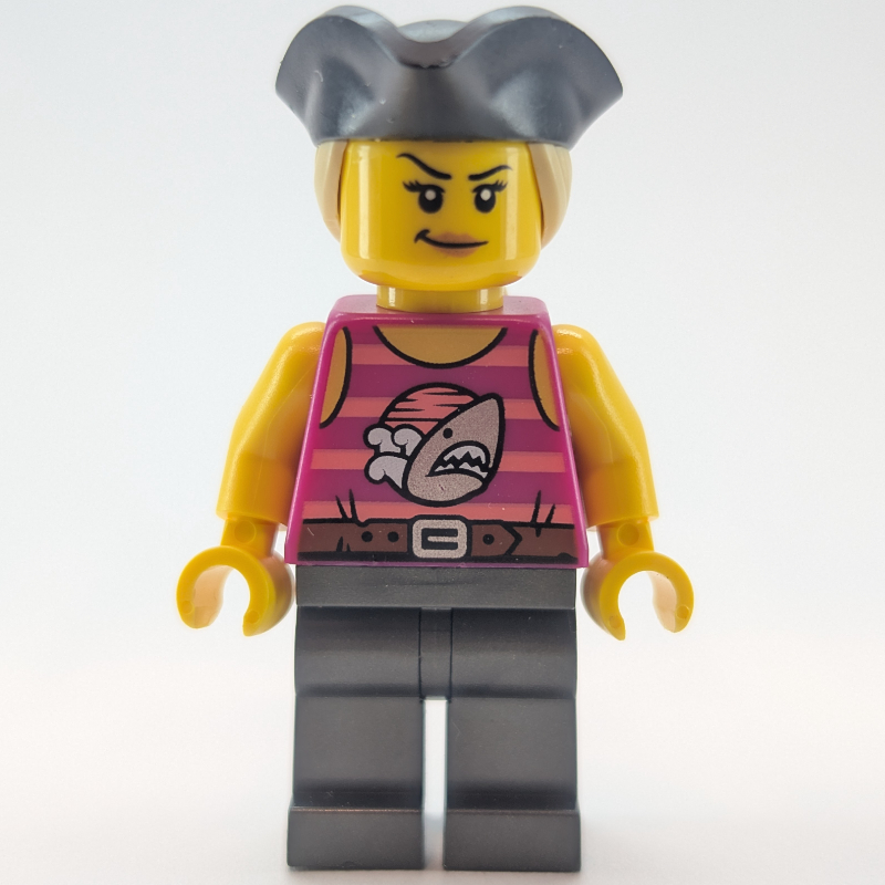 Lego Race Driver - Magenta Torso, Pearl Titanium Legs, Black Pirate Hat