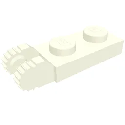 Hinge Plate 1 x 2 Locking with 2 Fingers On End, without Groove, 9 Teeth / White