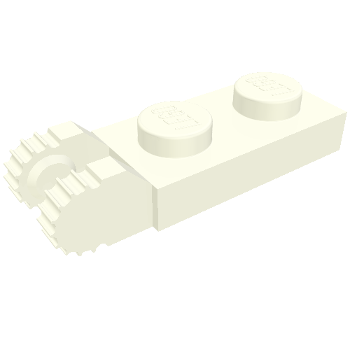 Lego Hinge Plate 1 x 2 Locking with 2 Fingers On End, without Groove, 9 Teeth / White
