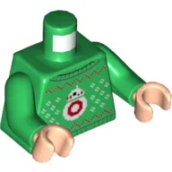 Torso Sweater with Pixelated BB-8 (Ugly Christmas Sweater) Print, Green Arms, Light Nougat Hands / Green