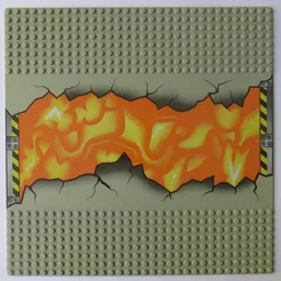 Baseplate 32 x 32 with 8-Stud Straight with Cracked Road and Lava Print / Light Gray