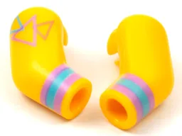 Arm, (Matching Left and Right) Pair with Medium Lavender and Medium Azure Cuff with Triangles Pattern / Bright Light Orange