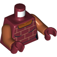 Lego Torso Vest, Brick Wall Print, Dark Orange Arms, Dark Red Hands / Dark Red