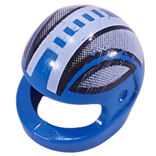 Lego Helmet, Standard with Black Stripes and White Center Ladder Print [8358] / Blue