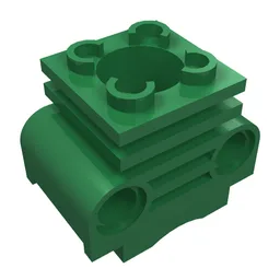Technic Engine Cylinder without Side Slots, with Bottom Slots / Green