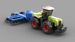 Claas Xerion 500 with Köckerling seeder / Green Tractor with blue seeder