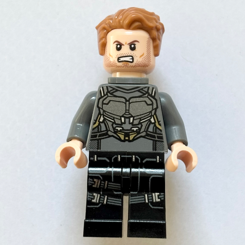 Lego Star-Lord in Dark Bluish Gray and Silver Outfit with Hair