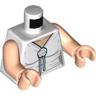 Lego Torso, Dress, White Rose, Laces print, Light Nougat Arms and Hands / White