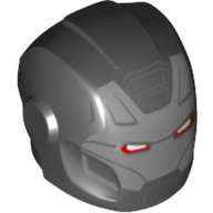 Lego Helmet with Armor Plates and Ear Protectors with Gray Face and Red Eyes Print (War Machine) / Black