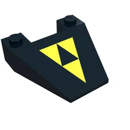 Brick Wedged, Sloped 4 x 4 Taper with Blacktron I Logo Print / Black