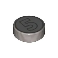 Tile Round 1 x 1 with '5' Coin Print