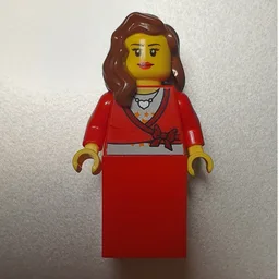 Woman, Cardigan Tied with Bow and Necklace, Red Skirt (3626bpr0892 Head)