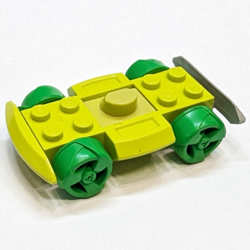 Lego Vehicle Base 4 x 6 Racer Base with Bright Green Wheels / Medium Lime