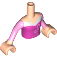 Lego Minidoll Torso Girl with Dark Pink Top with Swirls and Stars Print, Bright Pink Sleeves and Light Nougat Hands and Arms / Light Nougat