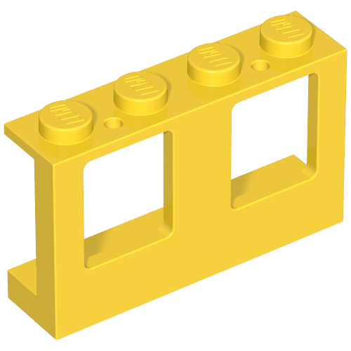 Lego Window 1 x 4 x 2 Plane, Solid Studs / Yellow