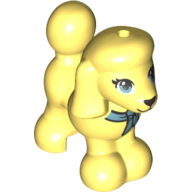 Lego Animal, Dog, Poodle with Medium Blue Ribbon / Bright Light Yellow