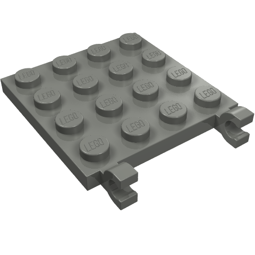 Lego Plate Special 4 x 4 with Clips Horizontal / Dark Bluish Gray